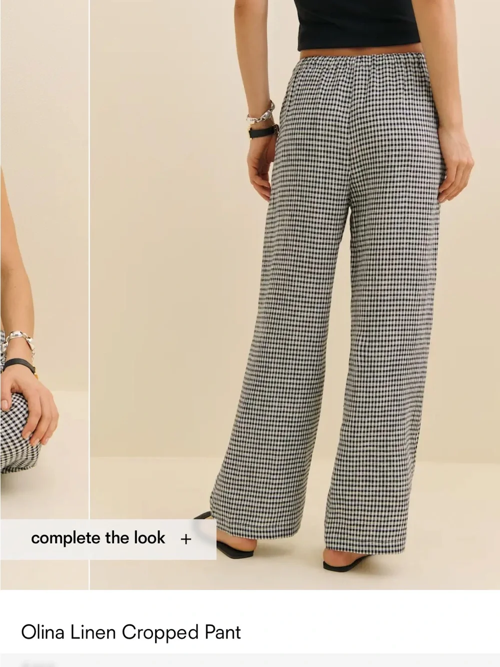 Reformation Olina Wide-Leg Pants in Black & White Houndstooth